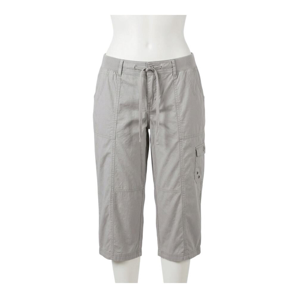 Lane Bryant Gray Cargo Capri Pants 18 Lightweight Cotton Blend Utility Crop